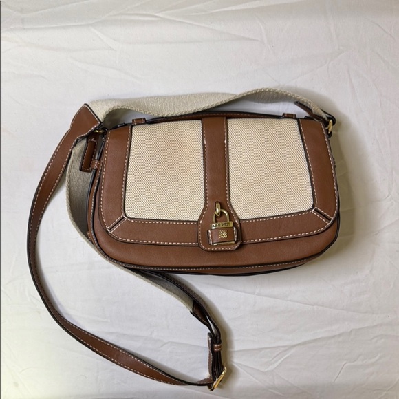 Nine West Brown and Cream Crossbody Bag with Adjustable Strap - Picture 3 of 13